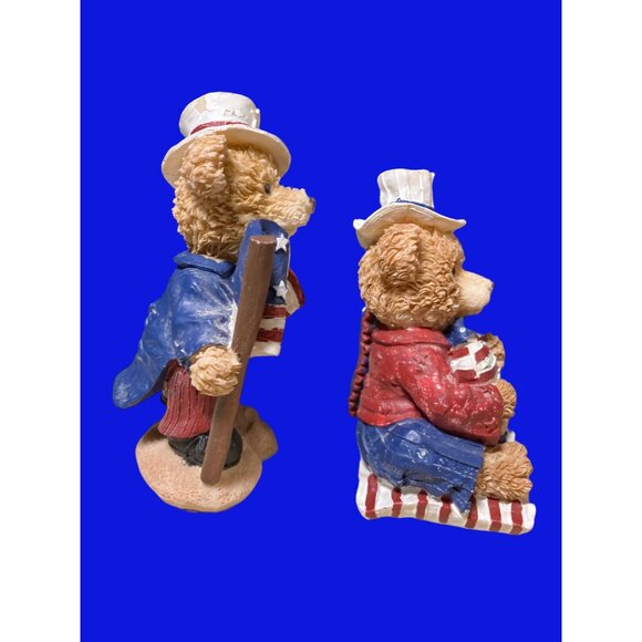 Patriotic 4th of July Uncle Sam Bear Resin Figurines American Flag - Picture 6 of 12